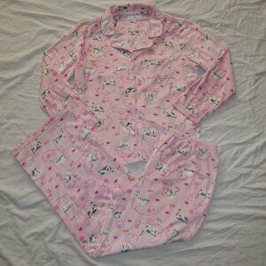 Karen Neuburger Pink CATS Meow Kitty Minky Fleece Pajama Set Women's sz Large